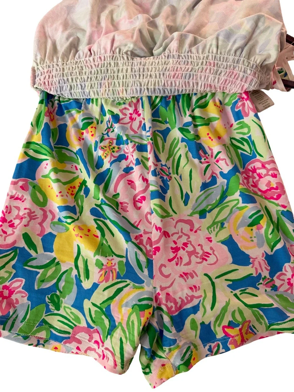 Lilly Pulitzer Green Pink Blue Floral Halter Dress with Gold Rings